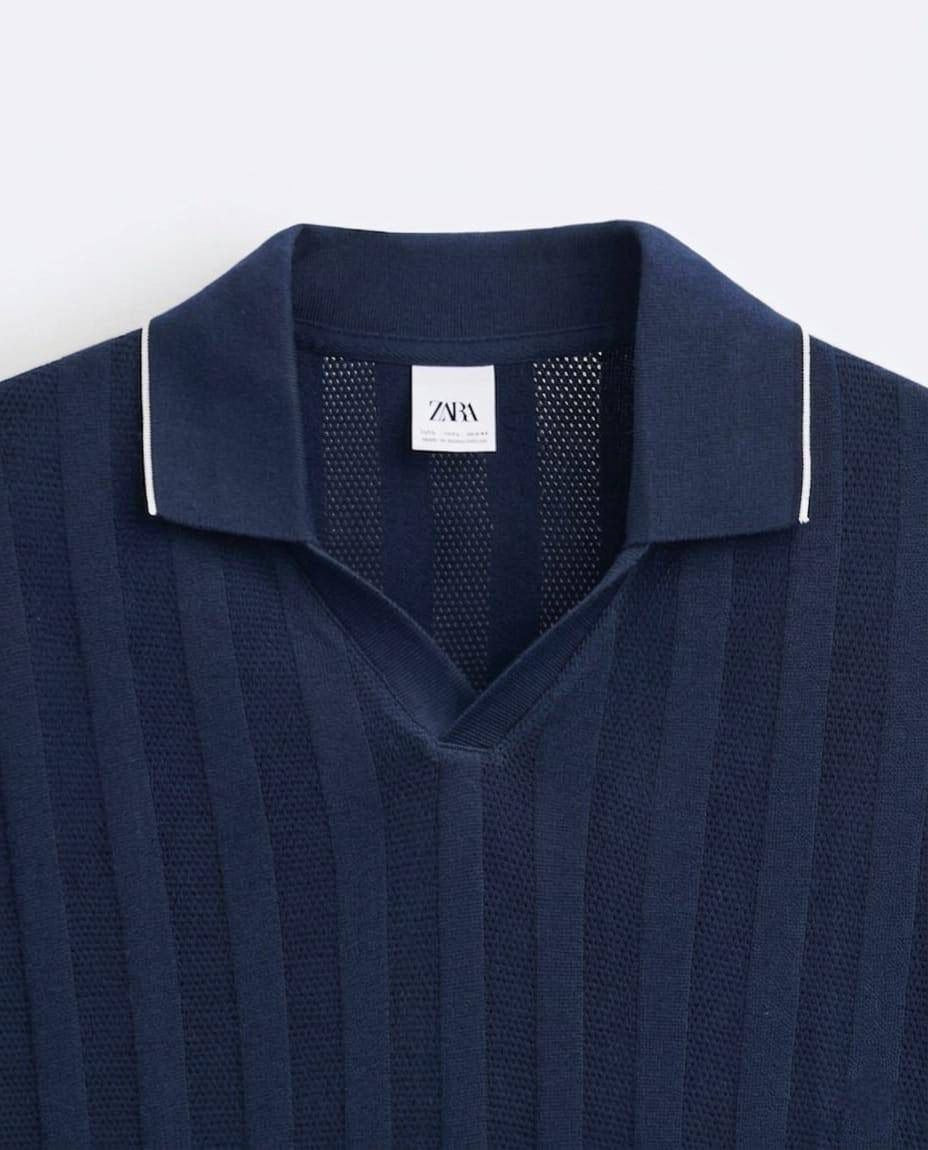 Navy Zara Knitted Polo