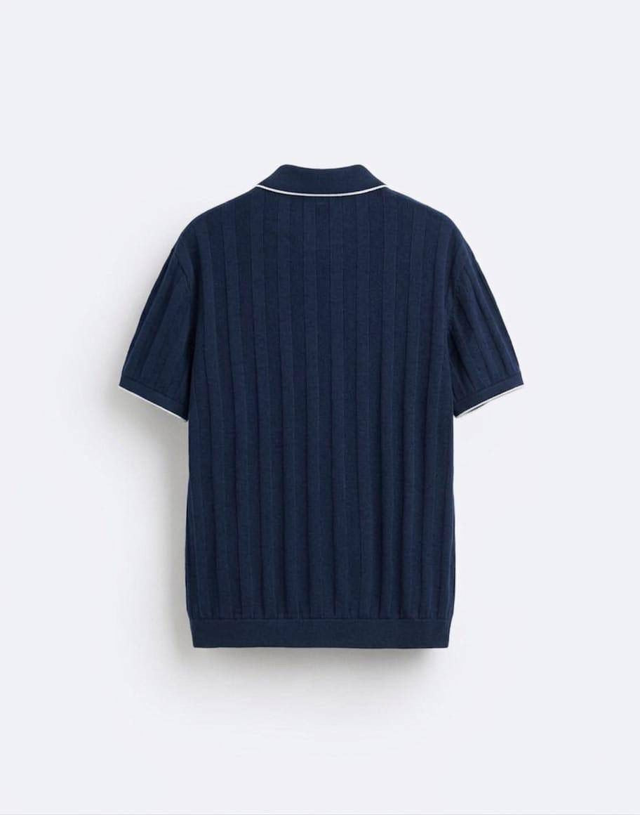 Navy Zara Knitted Polo