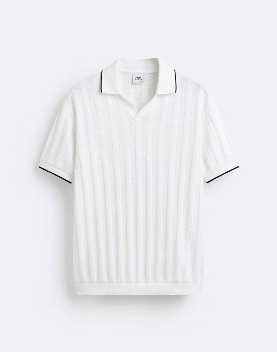 White Zara Knitted Polo