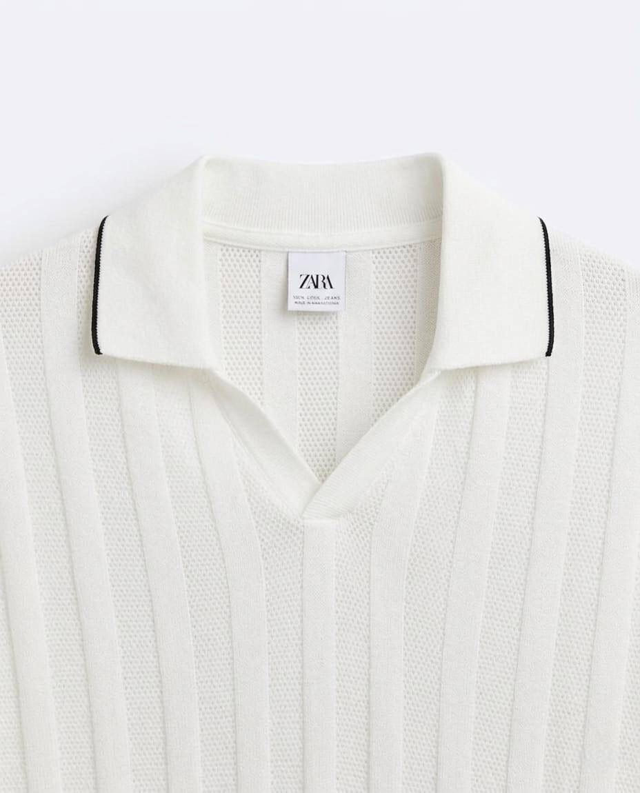 White Zara Knitted Polo