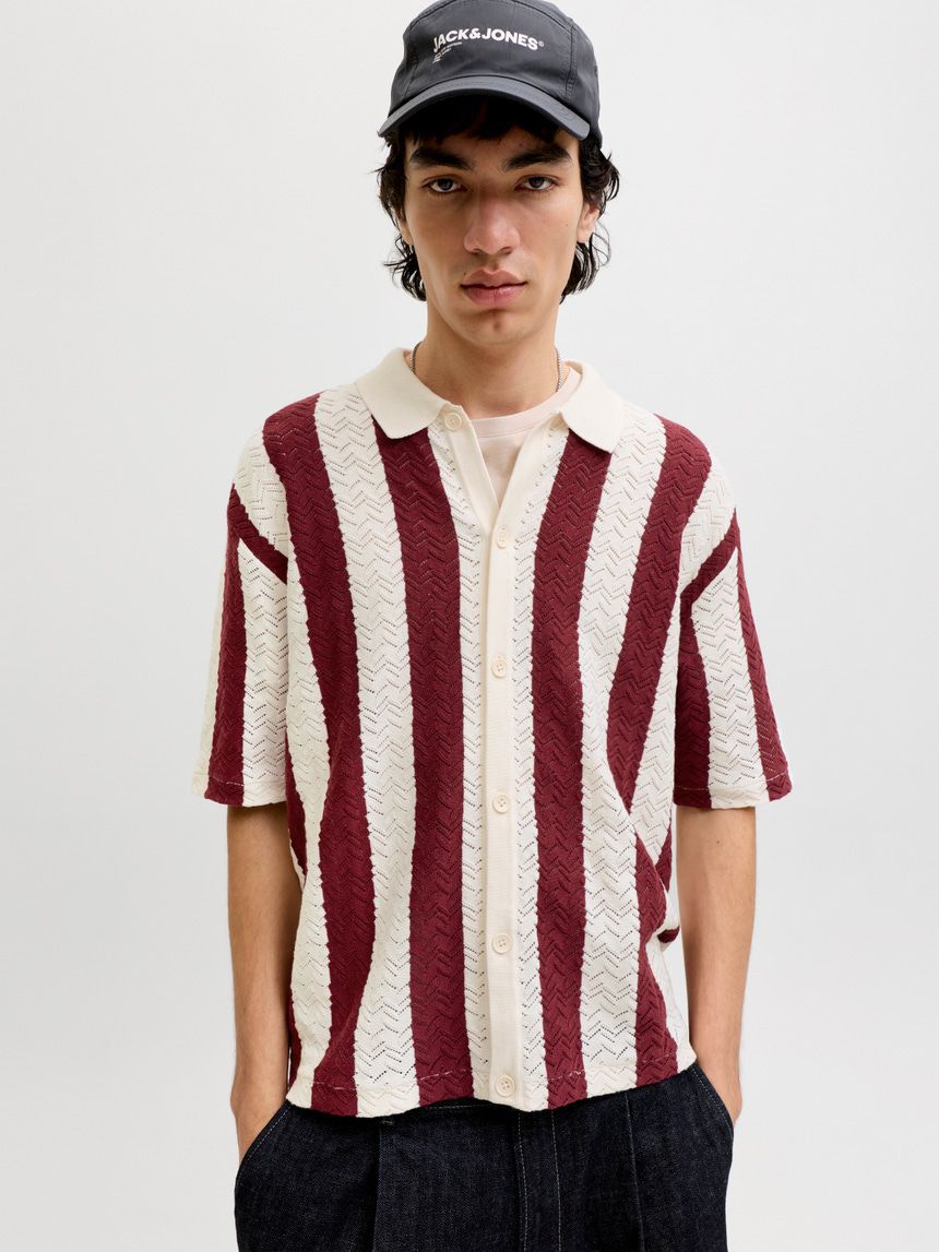 Jack&jones Burgundy Knitted Shirt