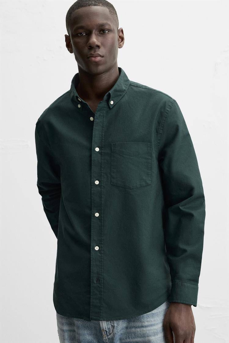 Zara Dark Green Oxford Shirt