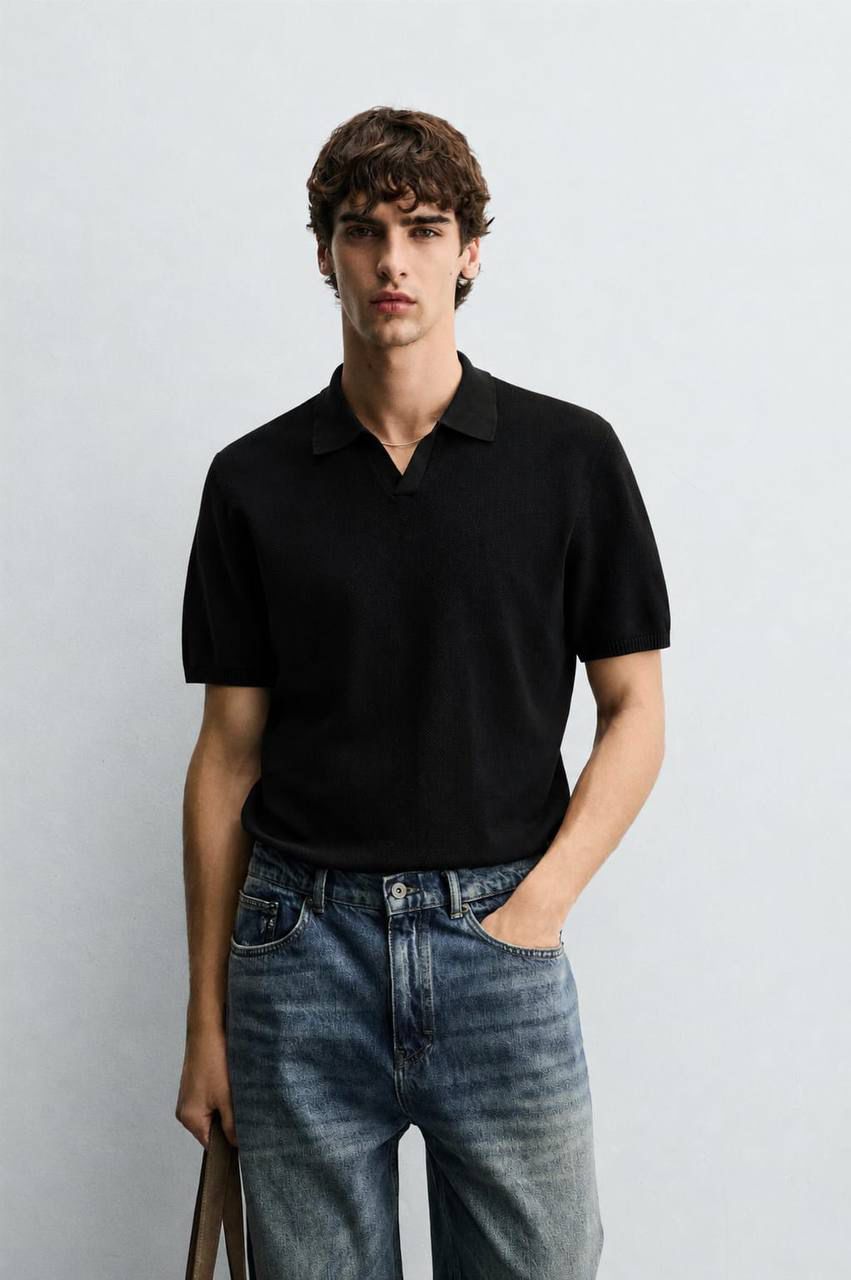 Zara Black Knitted T-Shirt