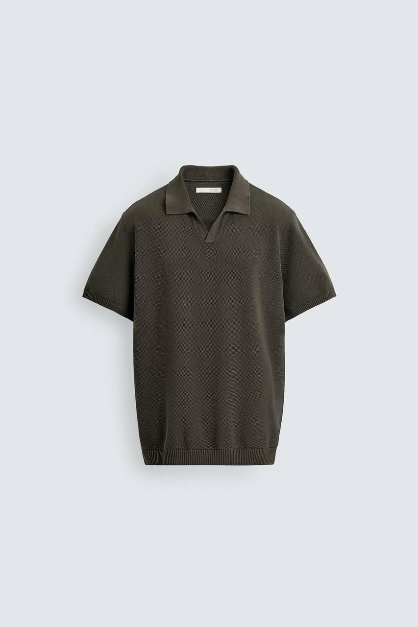 Zara Olive Green Knitted T-Shirt