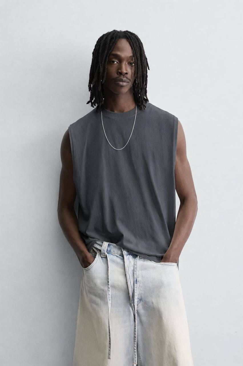 Zara Grey Loosefit Sleeveless Tee
