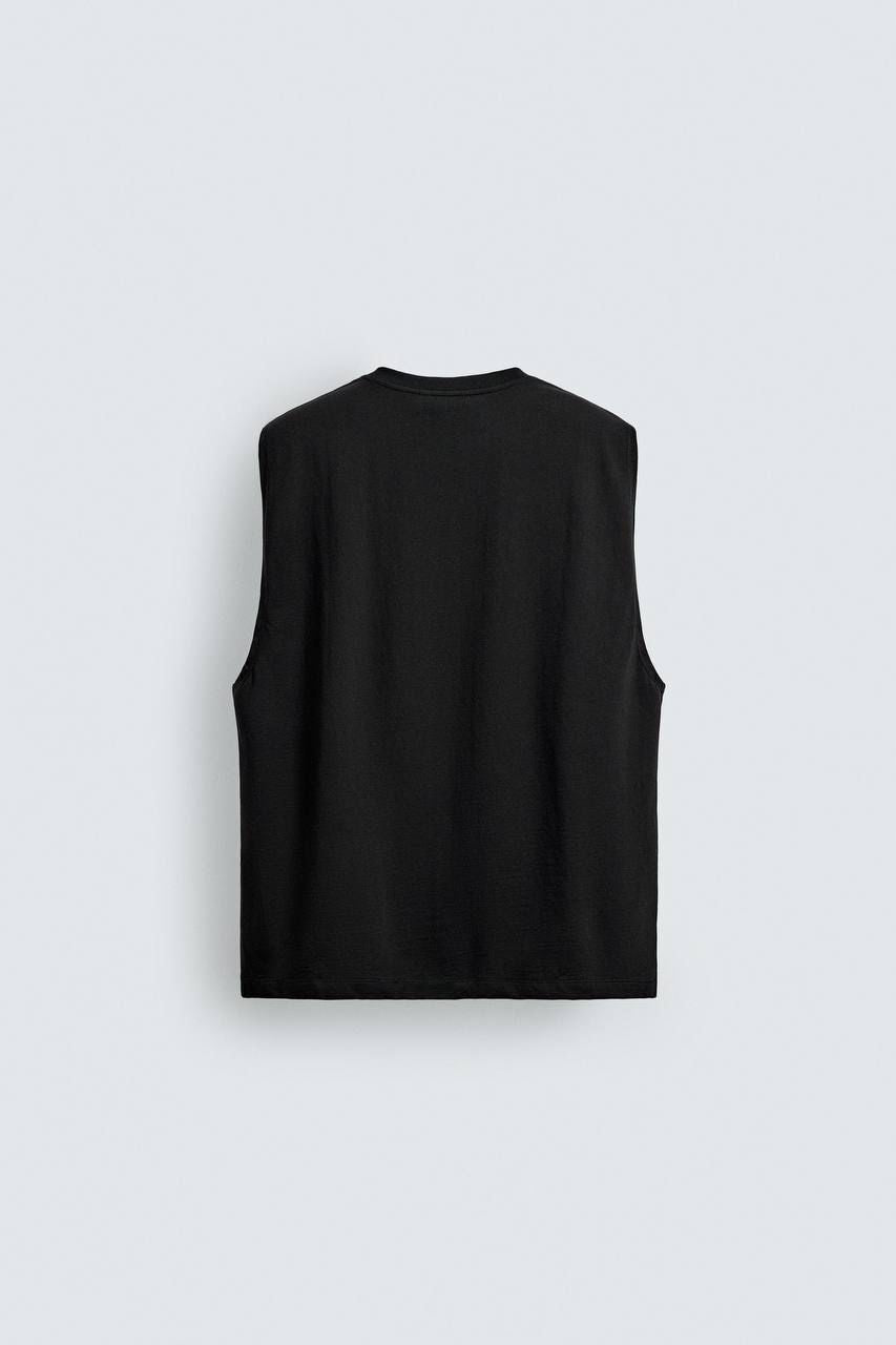 Zara Black Loosefit Sleeveless Tee