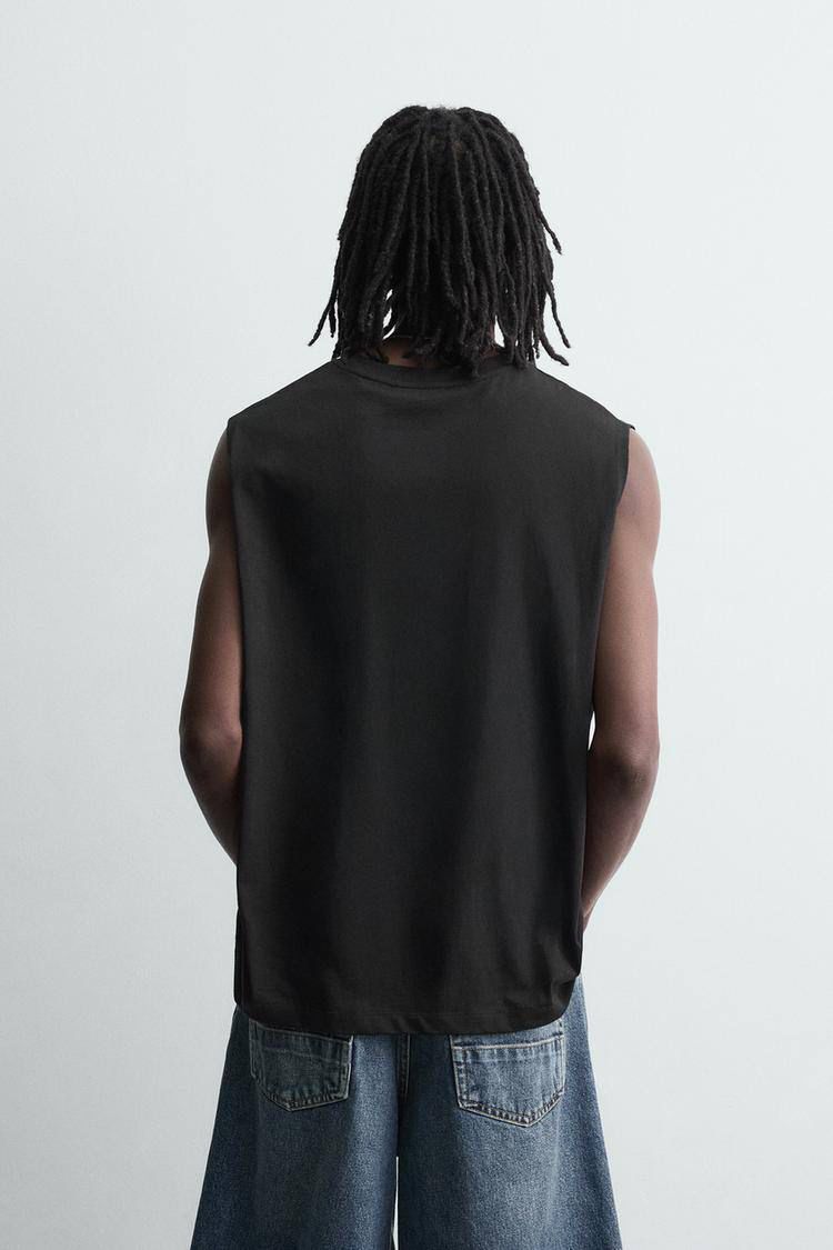 Zara Black Loosefit Sleeveless Tee