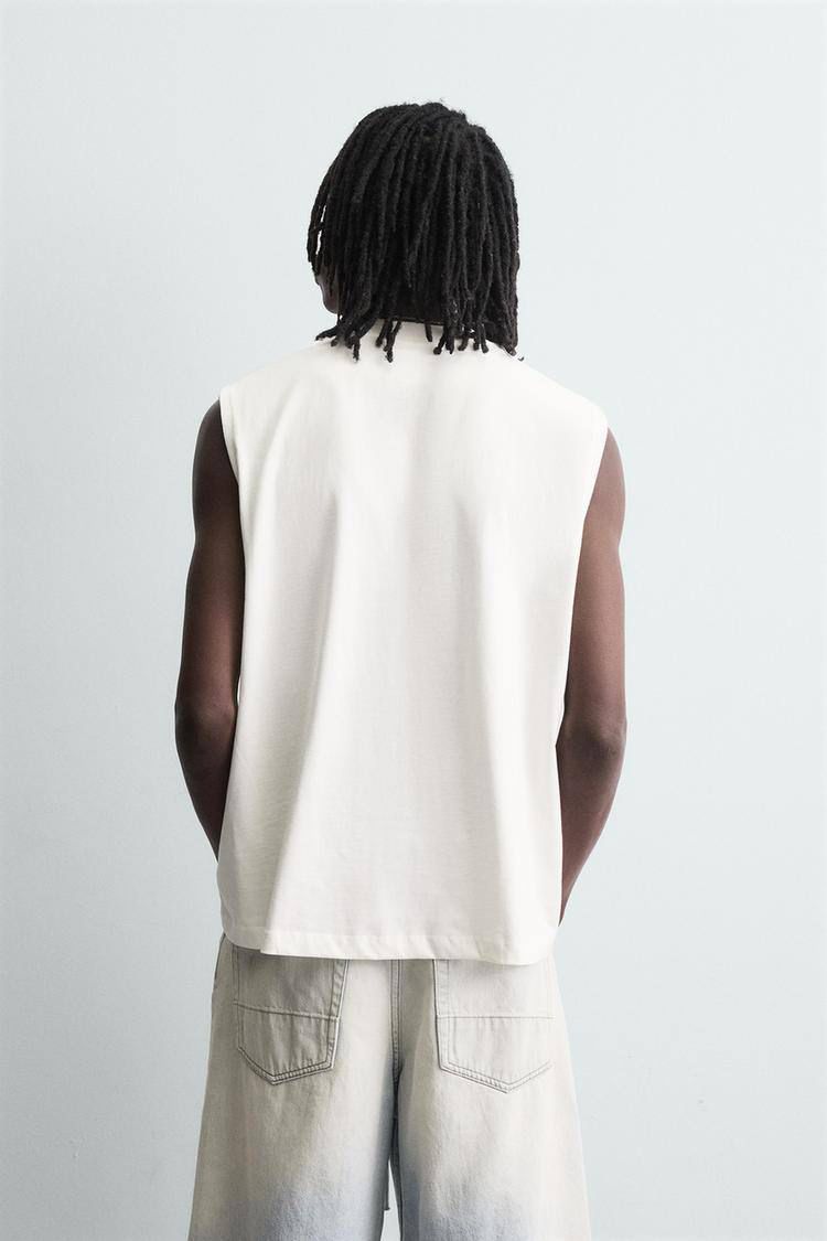 Zara White Loosefit Sleeveless Tee