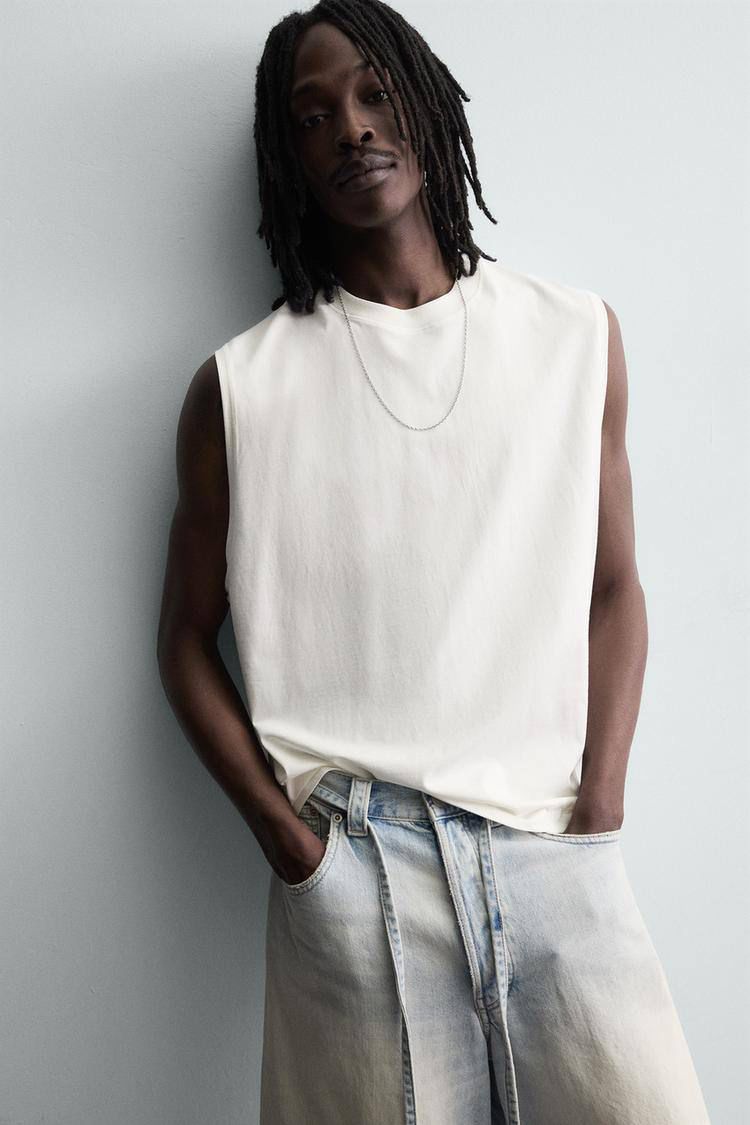 Zara White Loosefit Sleeveless Tee
