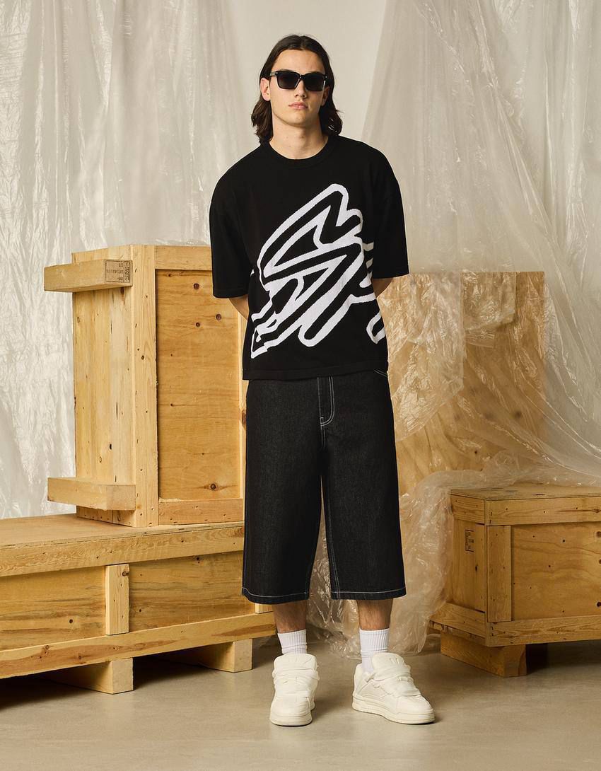 Pull&Bear Black STWD Oversized T-Shirt