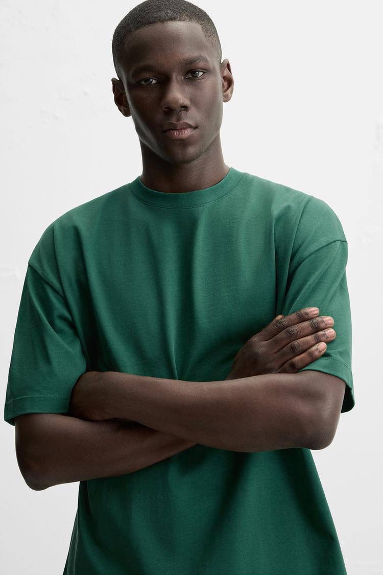 Zara Basic Oversized Green T-Shirt