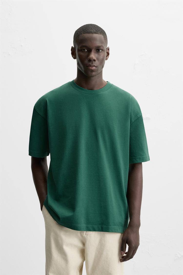 Zara Basic Oversized Green T-Shirt