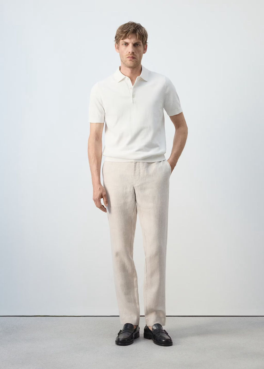 Mango Beige Linen Pants