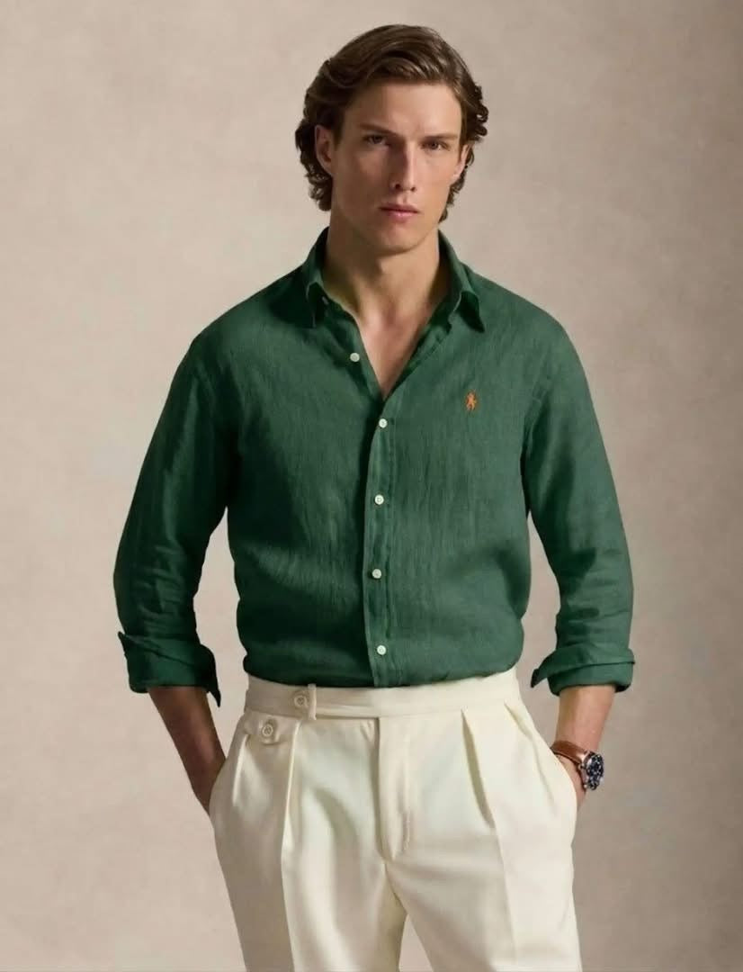 Ralph Lauren Green Linen Shirt