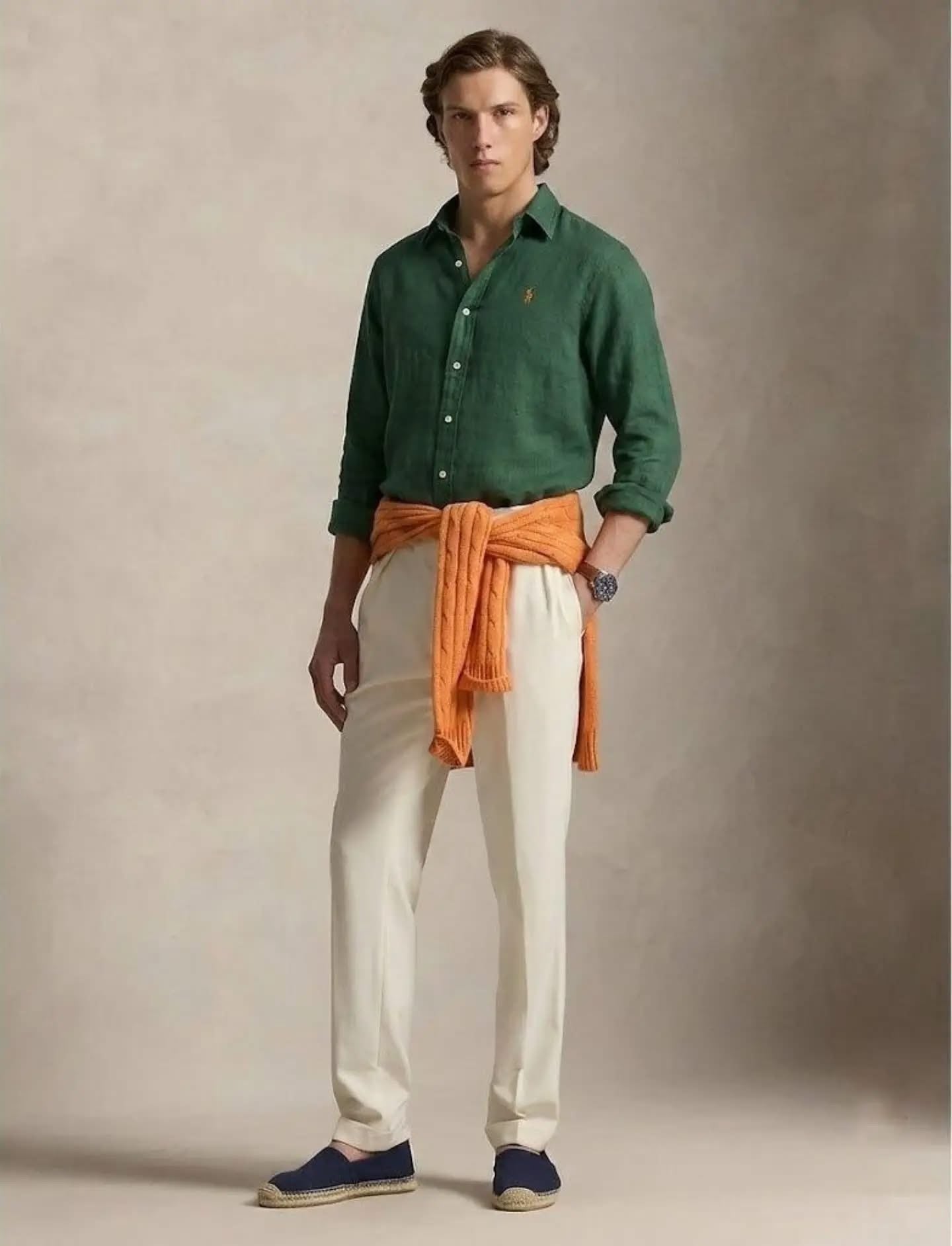 Ralph Lauren Green Linen Shirt