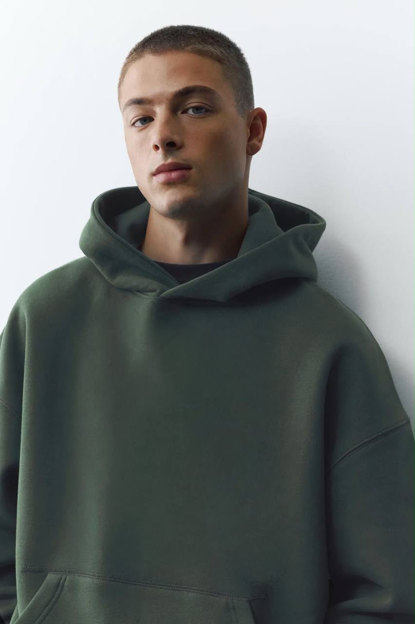 Pull&Bear Olive Basic Hoodie