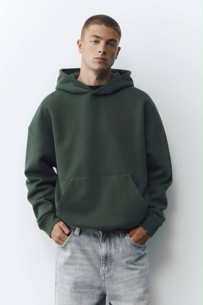 Pull&Bear Olive Basic Hoodie