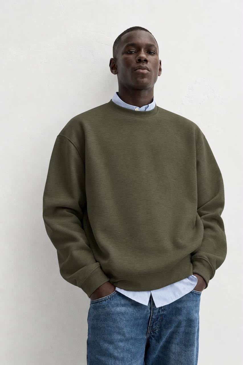 Zara Olive Basic Crewneck