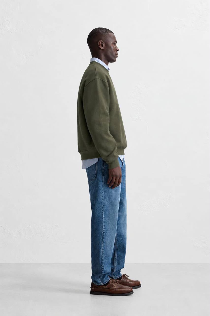Zara Olive Basic Crewneck