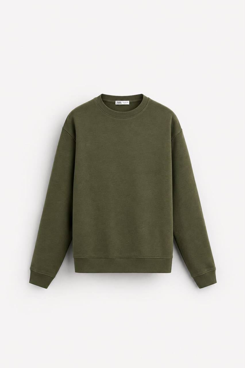 Zara Olive Basic Crewneck