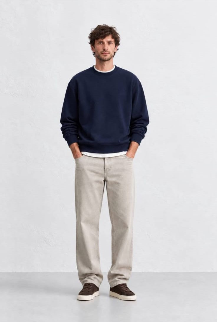 Zara Navy Basic Crewneck