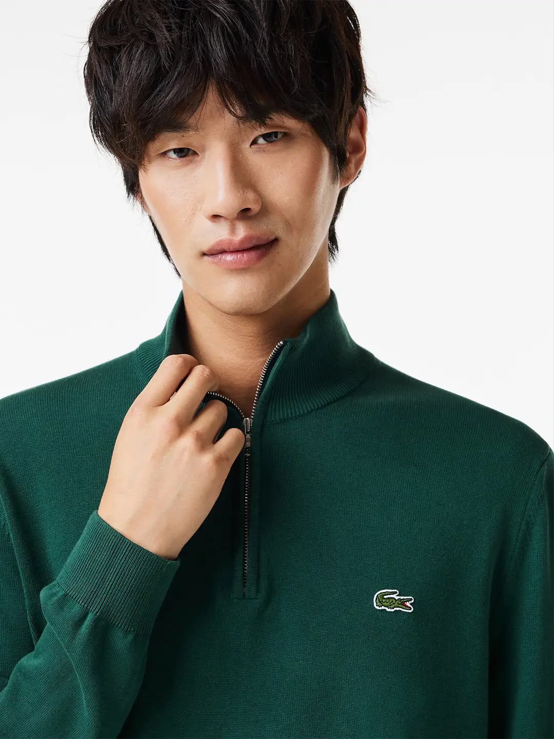 Lacoste Quarter-Zip Olive Pullover