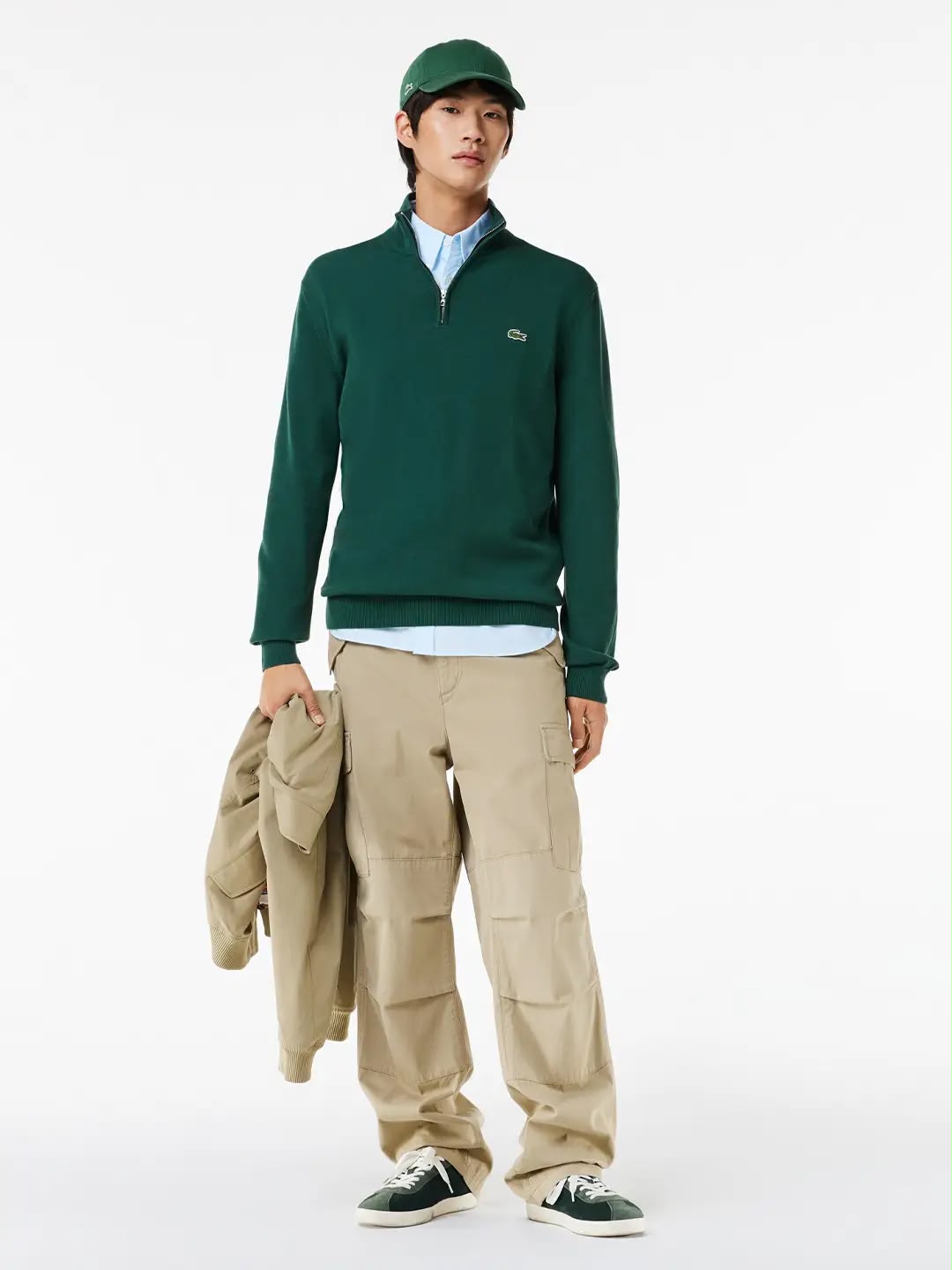 Lacoste Quarter-Zip Olive Pullover