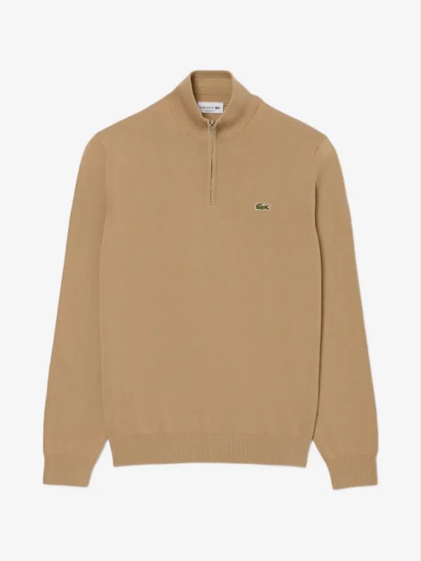 Lacoste Quarter-Zip Beige Pullover