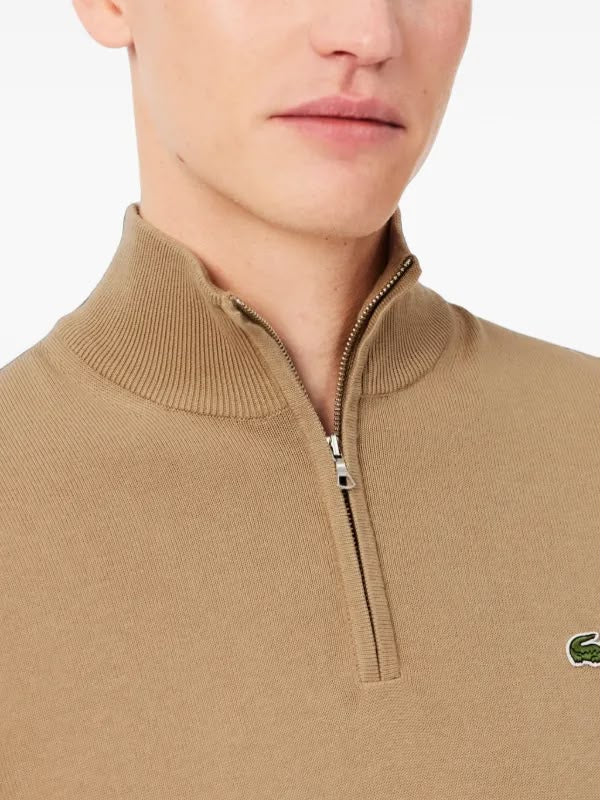 Lacoste Quarter-Zip Beige Pullover