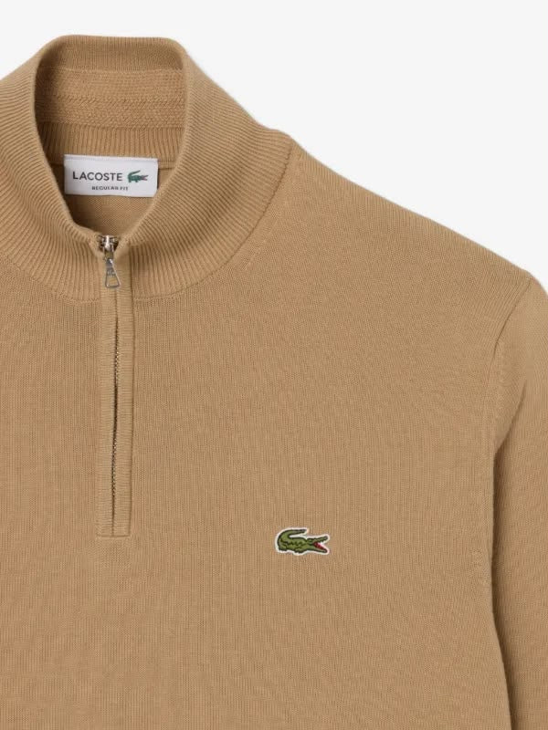 Lacoste Quarter-Zip Beige Pullover