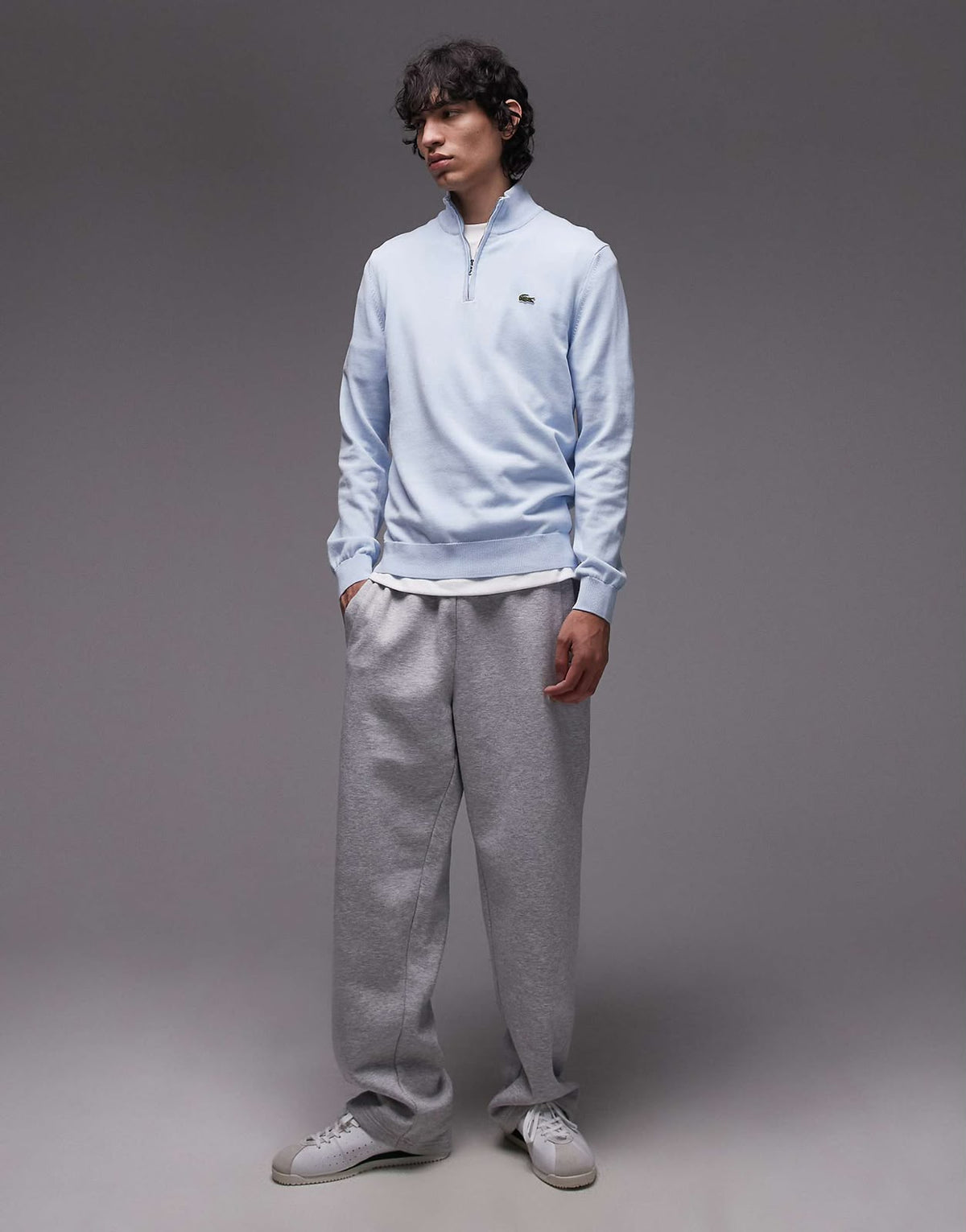 Lacoste Quarter-Zip Baby Blue Pullover