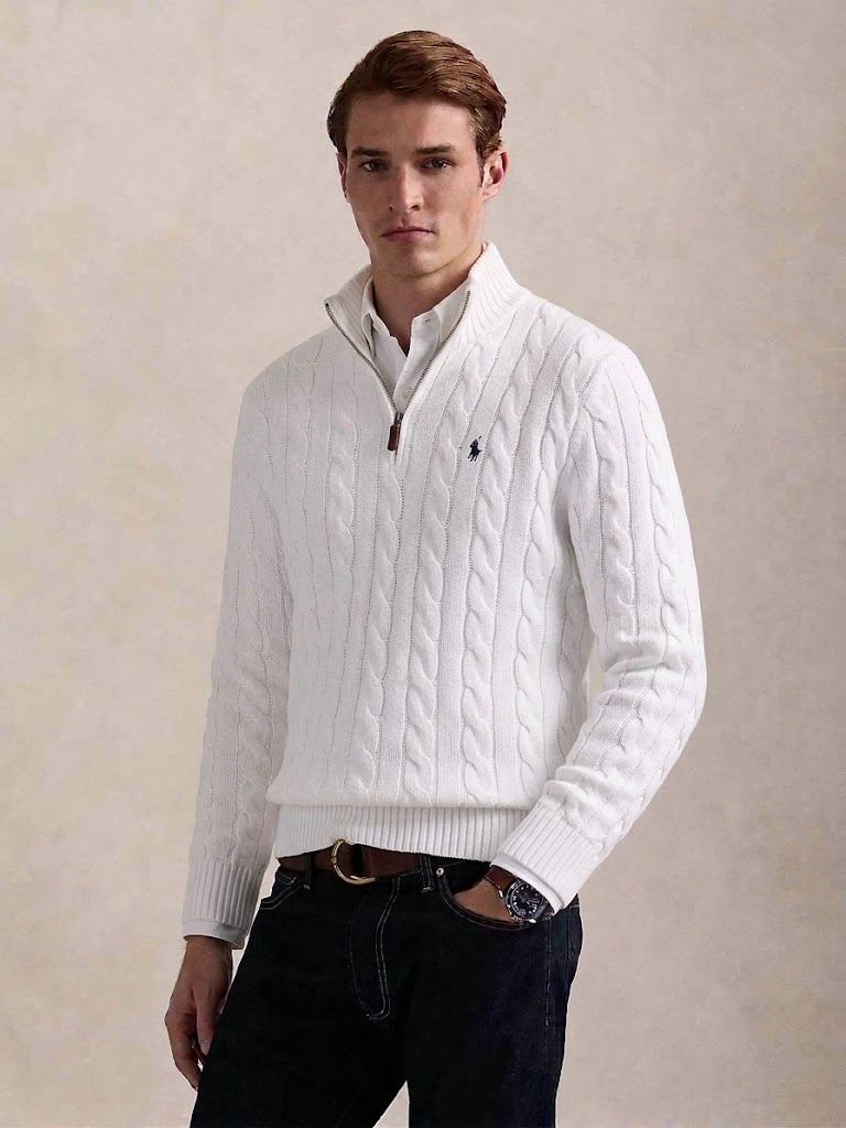 Polo Ralph Lauren White Quarter-Zip Pullover