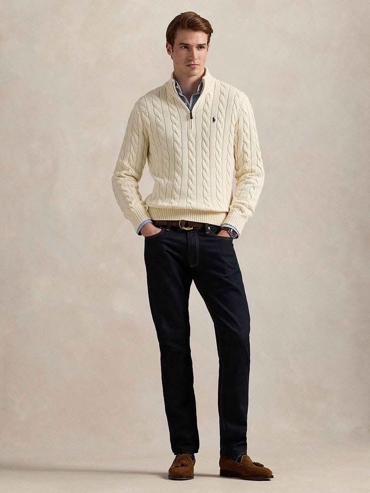 Polo Ralph Lauren Off White Quarter-Zip Pullover