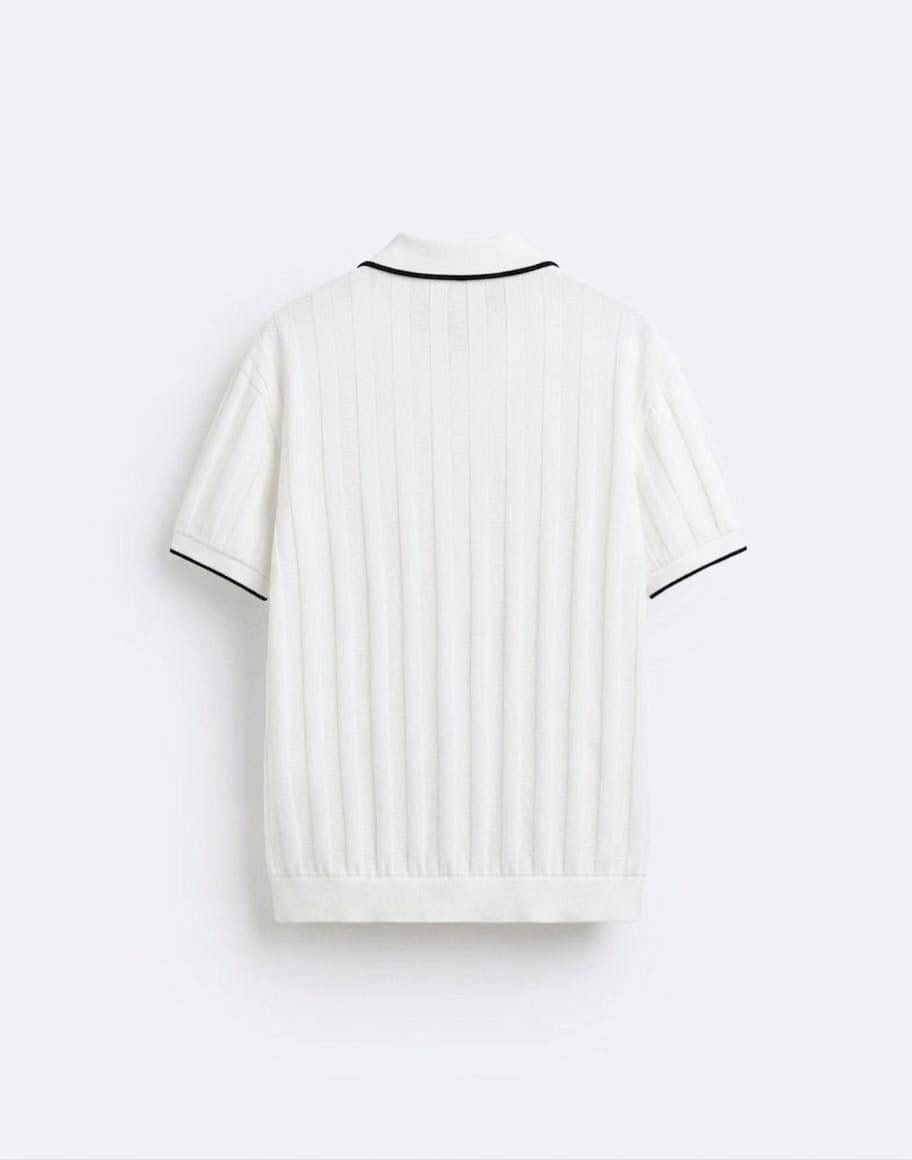 White Zara Knitted Polo