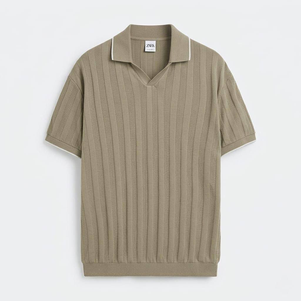 beige Zara Knitted Polo