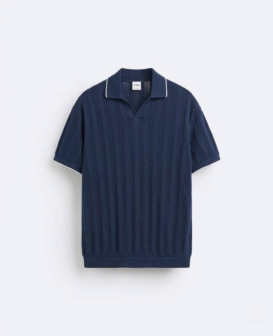 Navy Zara Knitted Polo